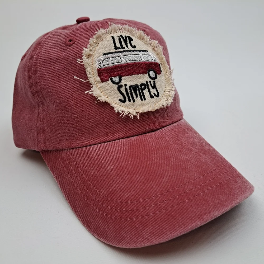 VW Bus Embroidered Frayed Patch Women's Hat Cap Washed Relaxed Cotton  Adjustabl